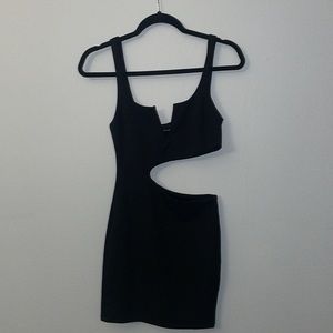 Fashion Nova Asymmetric Cut-Out Little Black Dress